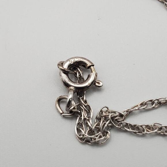 Beautiful 925 Sterling Silver 16" Oval Shell Pendant Chain Necklace - Picture 8 of 11